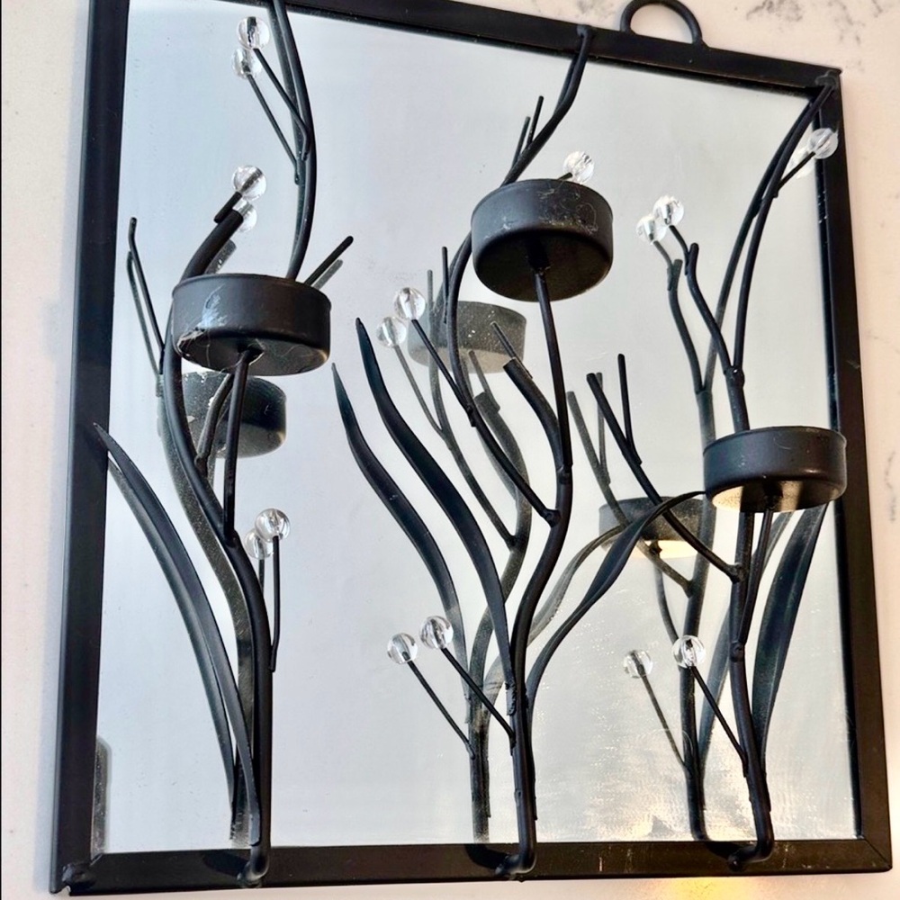 Steel Candles Holder with Mirror with holders